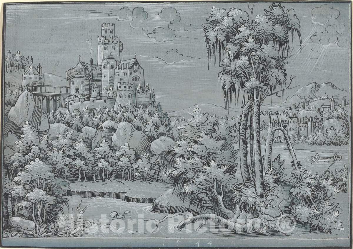 Art Print : Landscape with a Castle, 1544 - Vintage Wall Art