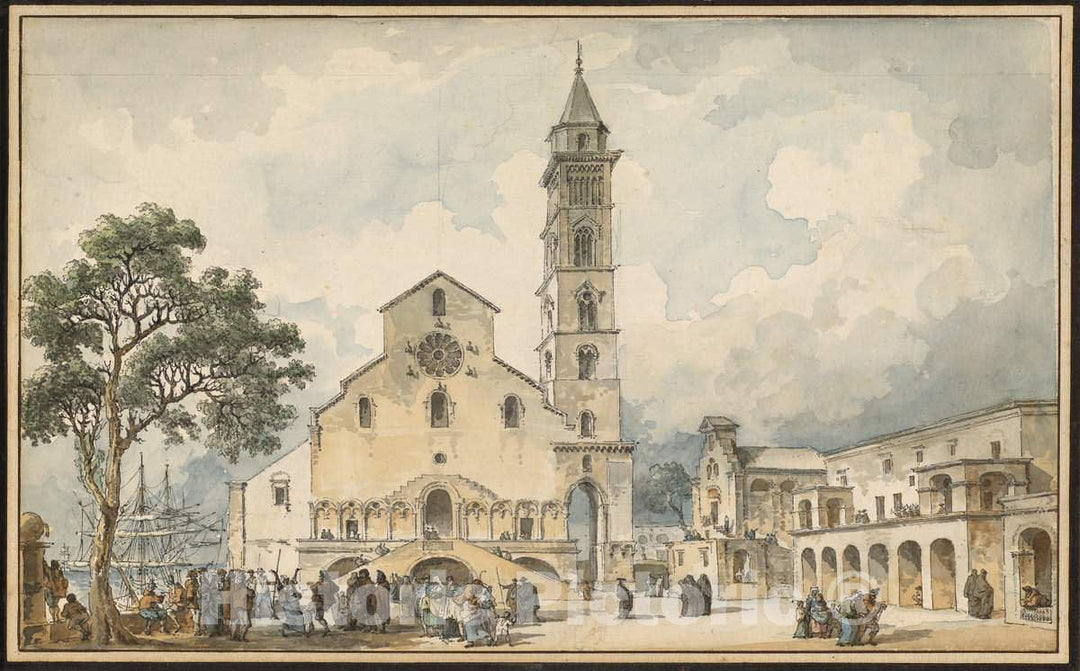 Art Print : Louis-Jean Desprez, The Cathedral at Trani, 1778 - Vintage Wall Art