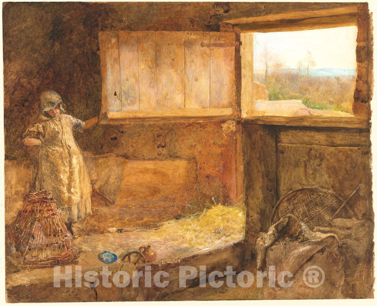 Art Print : John William North, The Hayloft, 1867 - Vintage Wall Art