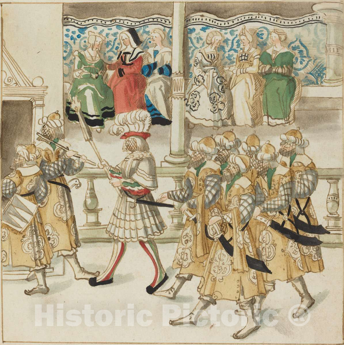 Art Print : Parading Knights in Oriental Costume, c. 1515 - Vintage Wall Art