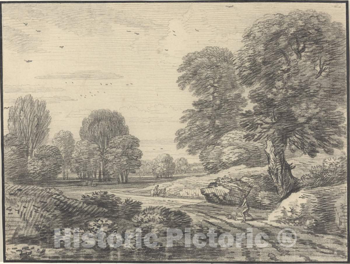 Art Print : Jean Baptiste Claude Chatelain, Travelers on a Road in a Wooded Landscape - Vintage Wall Art