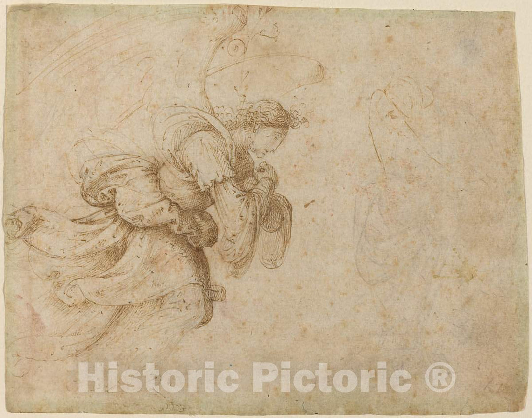 Art Print : Fra Bartolommeo, The Angel of The Annunciation [Recto], c.1502 - Vintage Wall Art