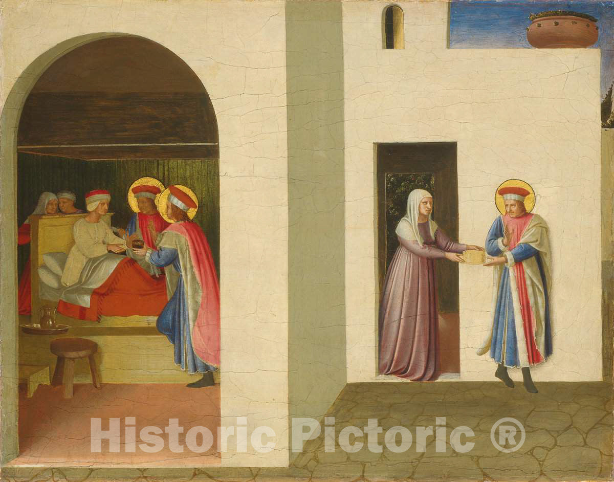 Art Print : Fra Angelico, The Healing of Palladia by Saint Cosmas and Saint Damian, c.1439 - Vintage Wall Art