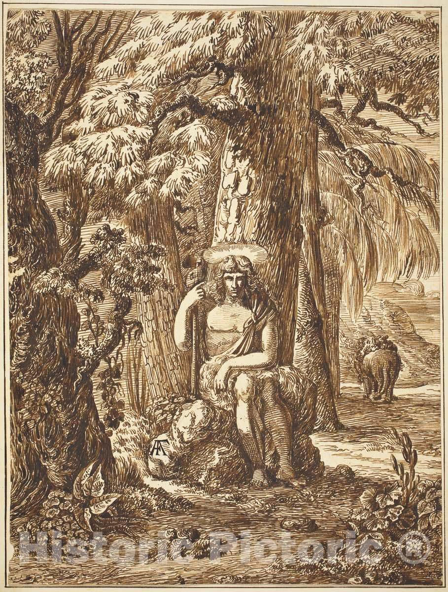 Art Print : Felice Albides, Saint John The Baptist in The Wilderness - Vintage Wall Art