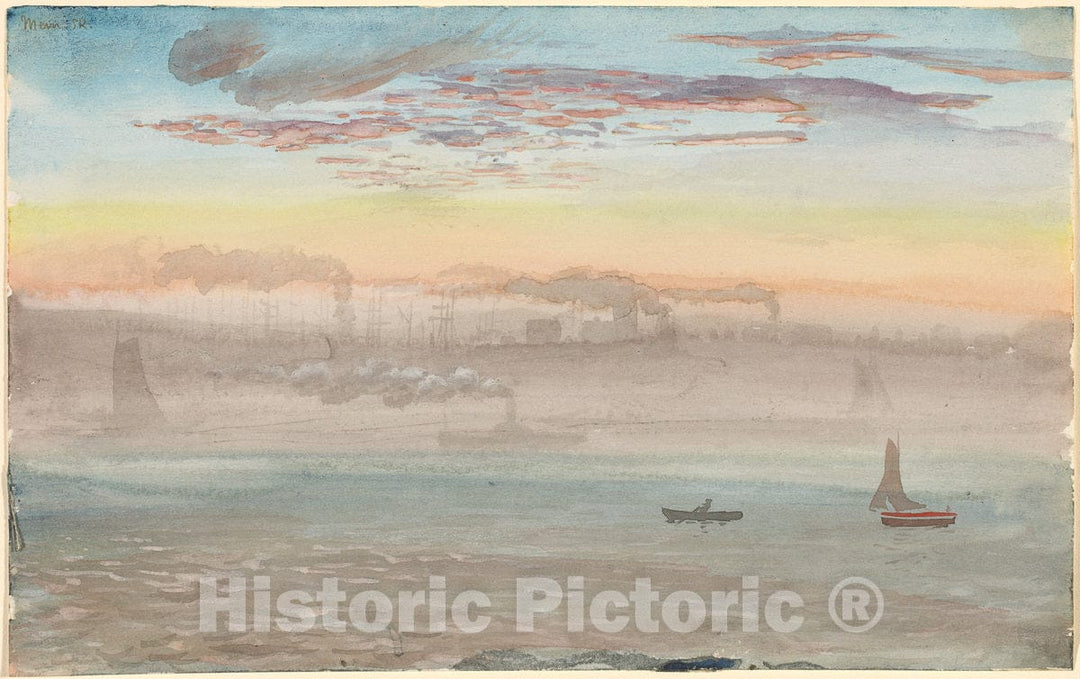 Art Print : Charles de Wolf Brownell, East River, Sunrise, 1862 - Vintage Wall Art