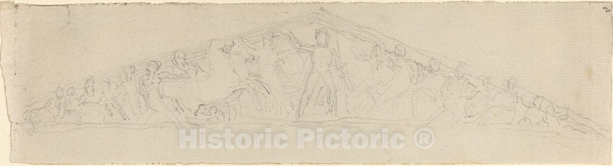 Art Print : John Flaxman, Study for Reconstruction of West Pediment of The Parthenon, in or After 1805 - Vintage Wall Art