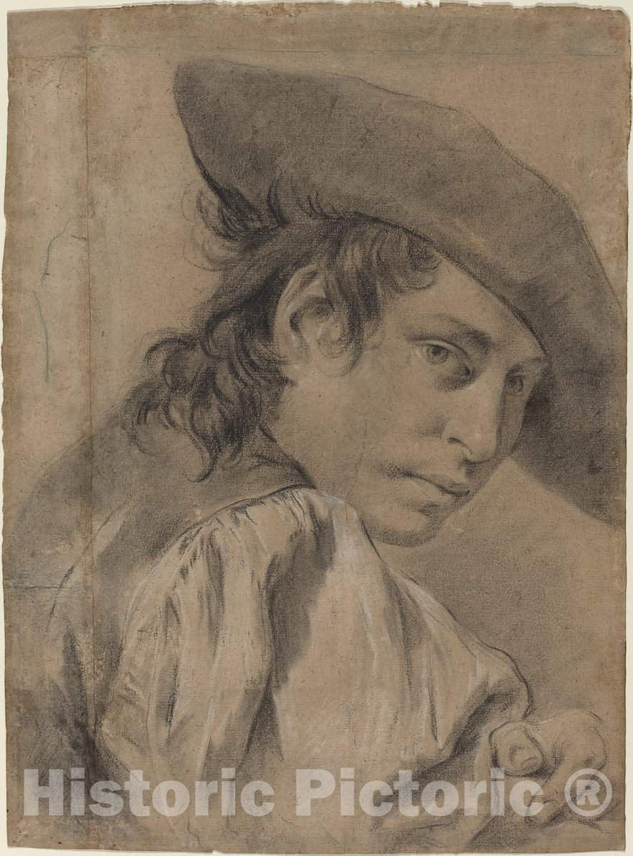 Art Print : Giovanni Battista Piazzetta, A Young Man in a Broad Hat, c. 1745 - Vintage Wall Art