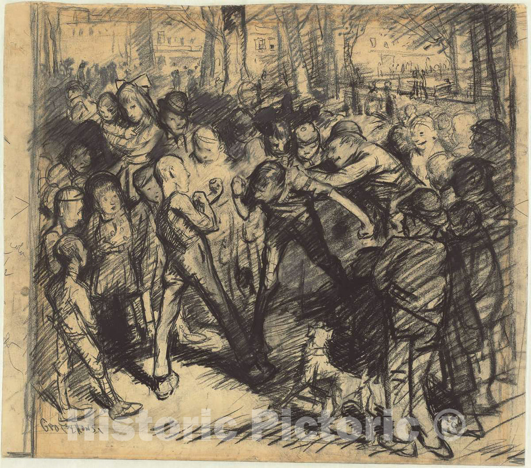 Art Print : George Bellows, Street Fight [Recto], 1907 - Vintage Wall Art