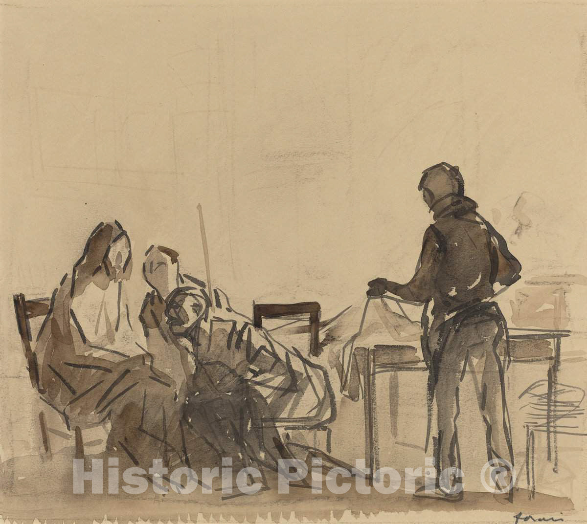 Art Print : Louis Forain, Before The Repast at Emmaus, c. 1910 - Vintage Wall Art