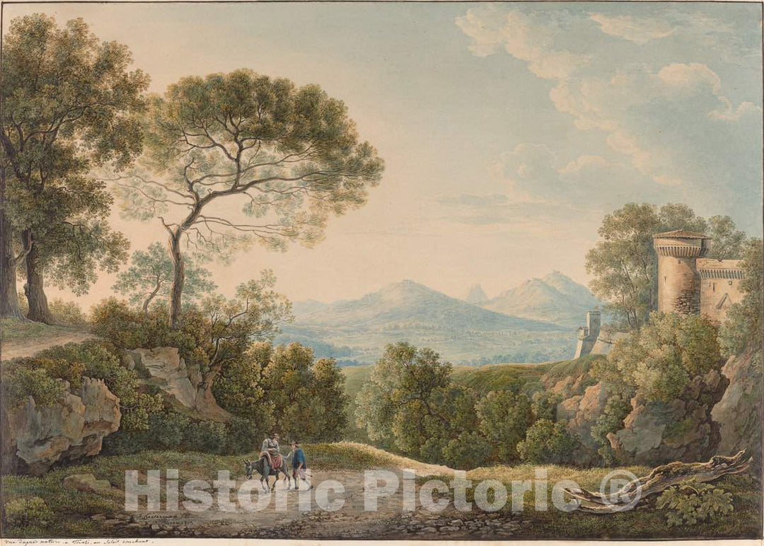 Art Print : Franz Kaisermann, View from Tivoli Across The Tiber Valley at Sunset, 1813 - Vintage Wall Art