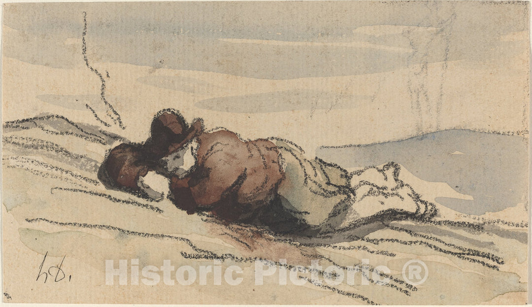 Art Print : HonorÃ© Daumier, Rest in The Country (Sancho Panza) - Vintage Wall Art