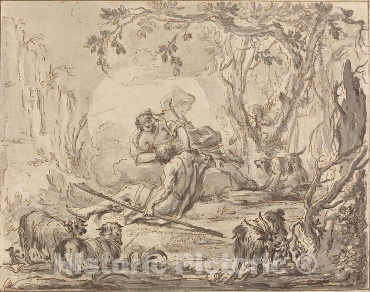 Art Print : Johann Heinrich Keller, Diana and Endymion, 1765 - Vintage Wall Art