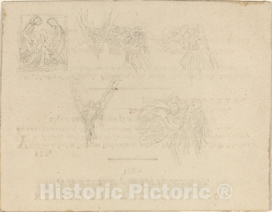 Art Print : John Flaxman, Sheet of Studies, in or After 1798 - Vintage Wall Art