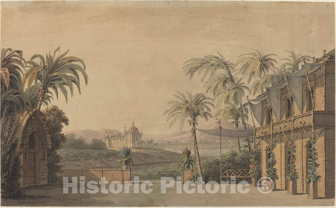 Art Print : Karl Langhans, Turkish Stage Design, 1815 - Vintage Wall Art