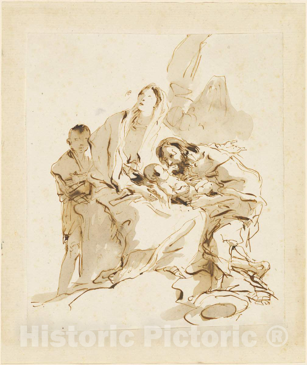 Art Print : Giovanni Battista Tiepolo, The Holy Family, c.1758 - Vintage Wall Art