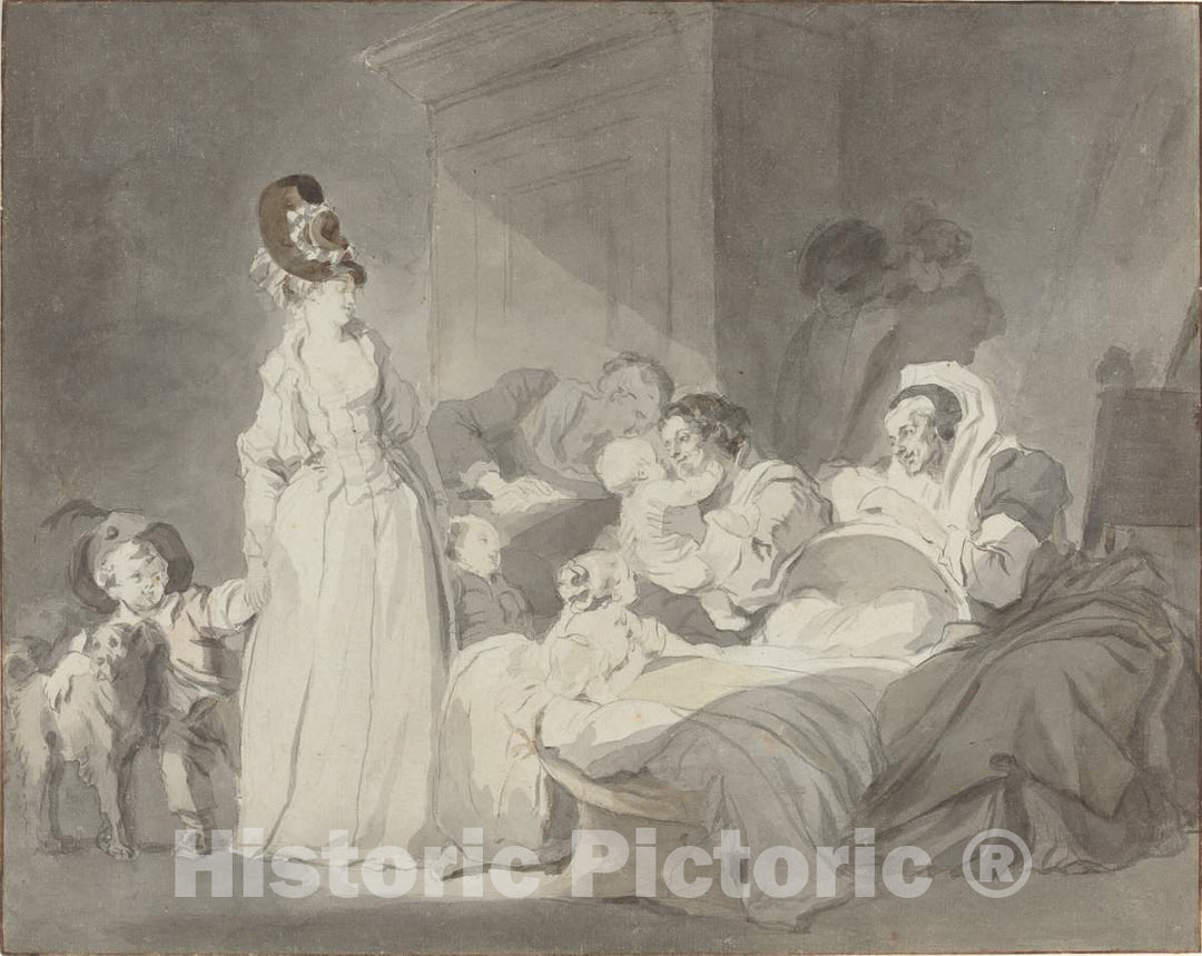 Art Print : HonorÃ© Fragonard, Visit to The Nurse, c.1785 - Vintage Wall Art