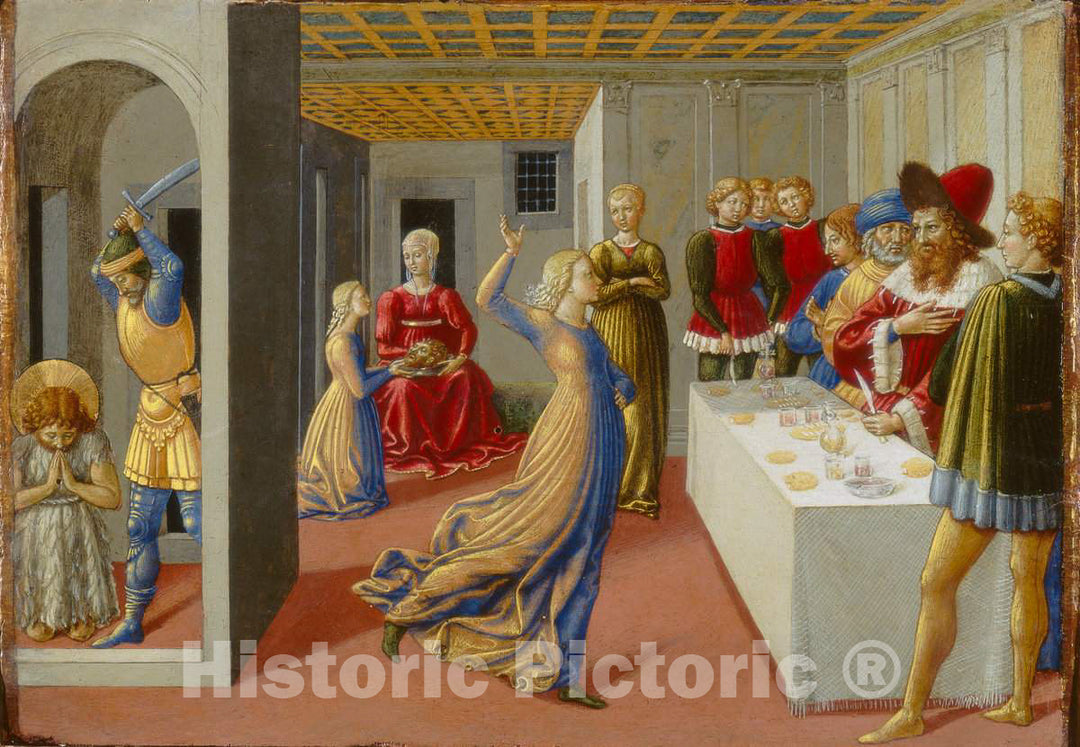 Art Print : Benozzo Gozzoli, The Feast of Herod and The Saint John The Baptist, 1461-1462 - Vintage Wall Art