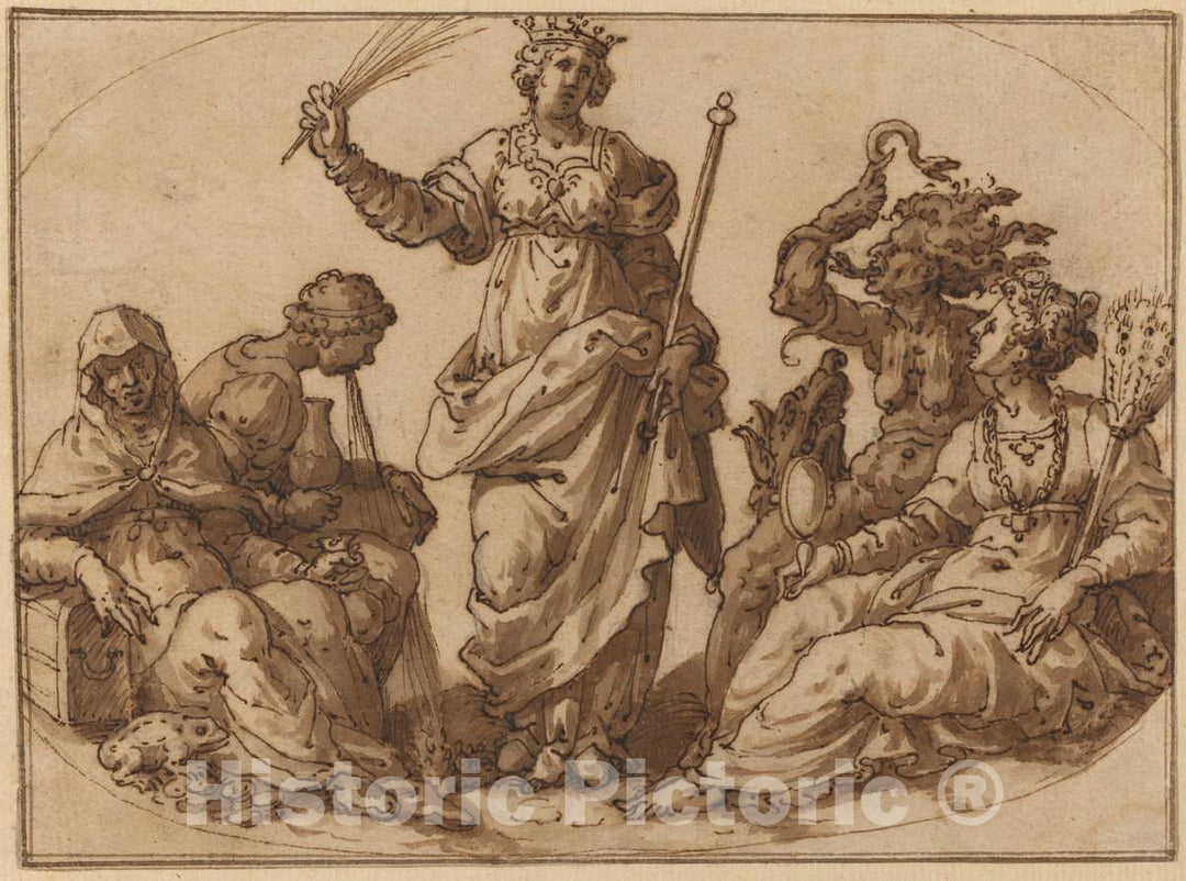 Art Print : Virtue Triumphing Over Vices, 16th Century - Vintage Wall Art