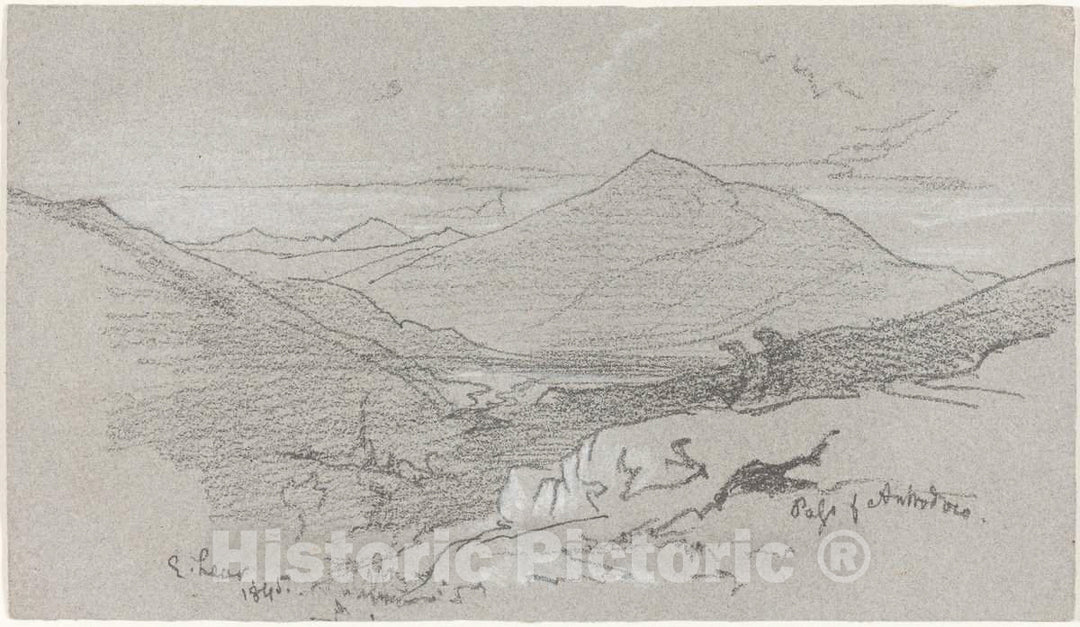 Art Print : Edward Lear, Mountainous View from Antrodoco, 1845 - Vintage Wall Art