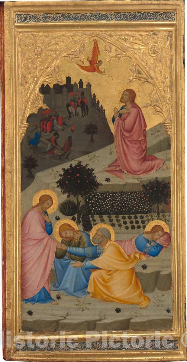 Art Print : Vanni, Scenes from The Passion of Christ: The Agony in The Garden [Left Panel], 1380s - Vintage Wall Art