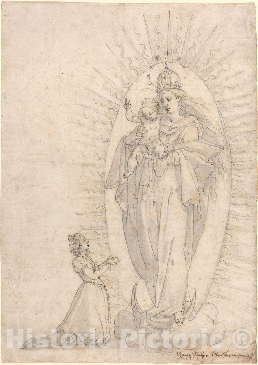 Art Print : Georg Neher, Madonna and Child Appearing to a Supplicant, c. 1600 - Vintage Wall Art