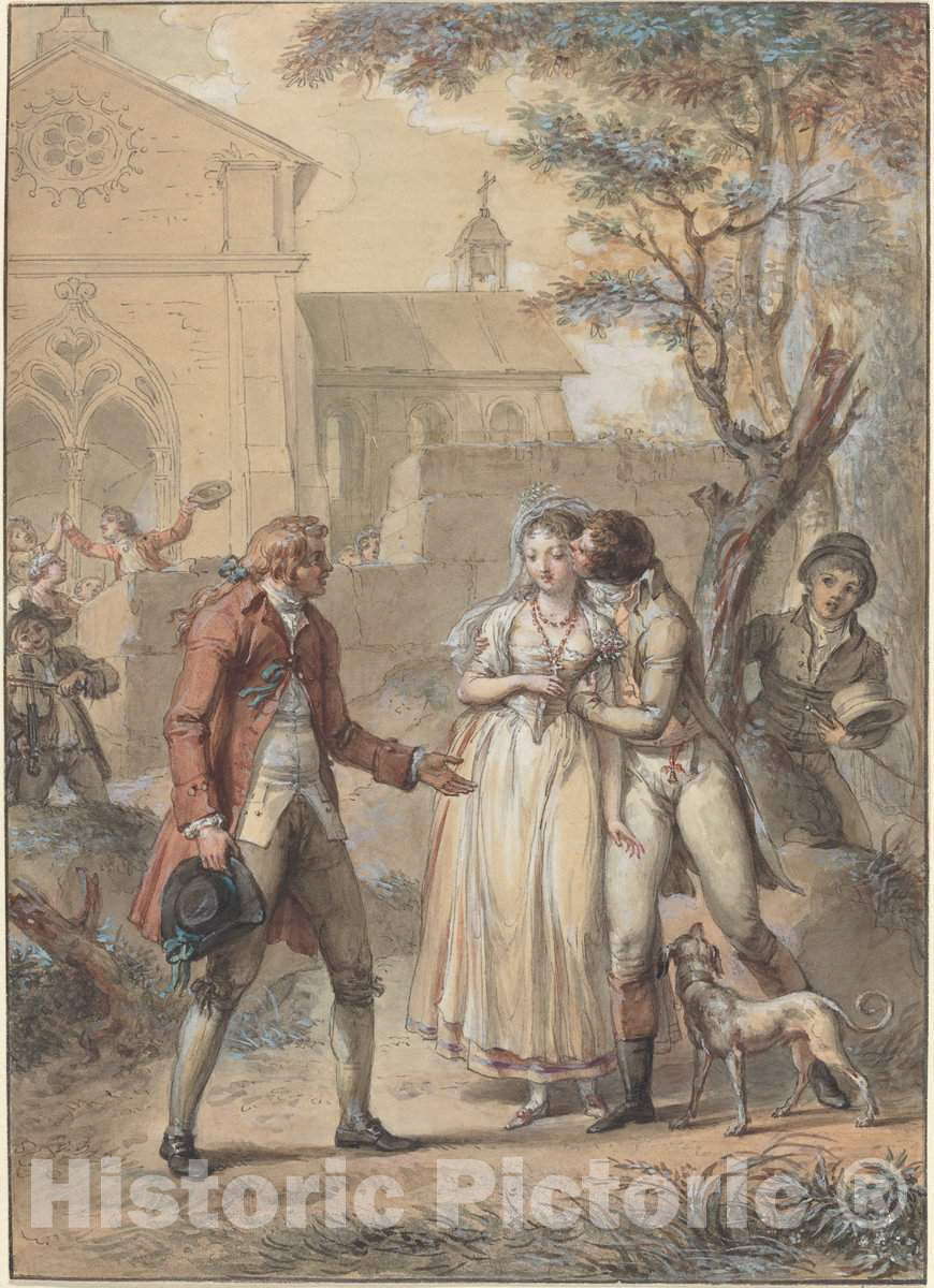 Art Print : Jacques Louis FranÃ§ois TouzÃ©, The Kiss Returned, in or Before 1795 - Vintage Wall Art