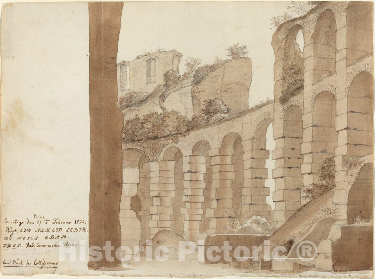 Art Print : Friedrich Olivier, A Corner of The Colosseum, 1820 - Vintage Wall Art