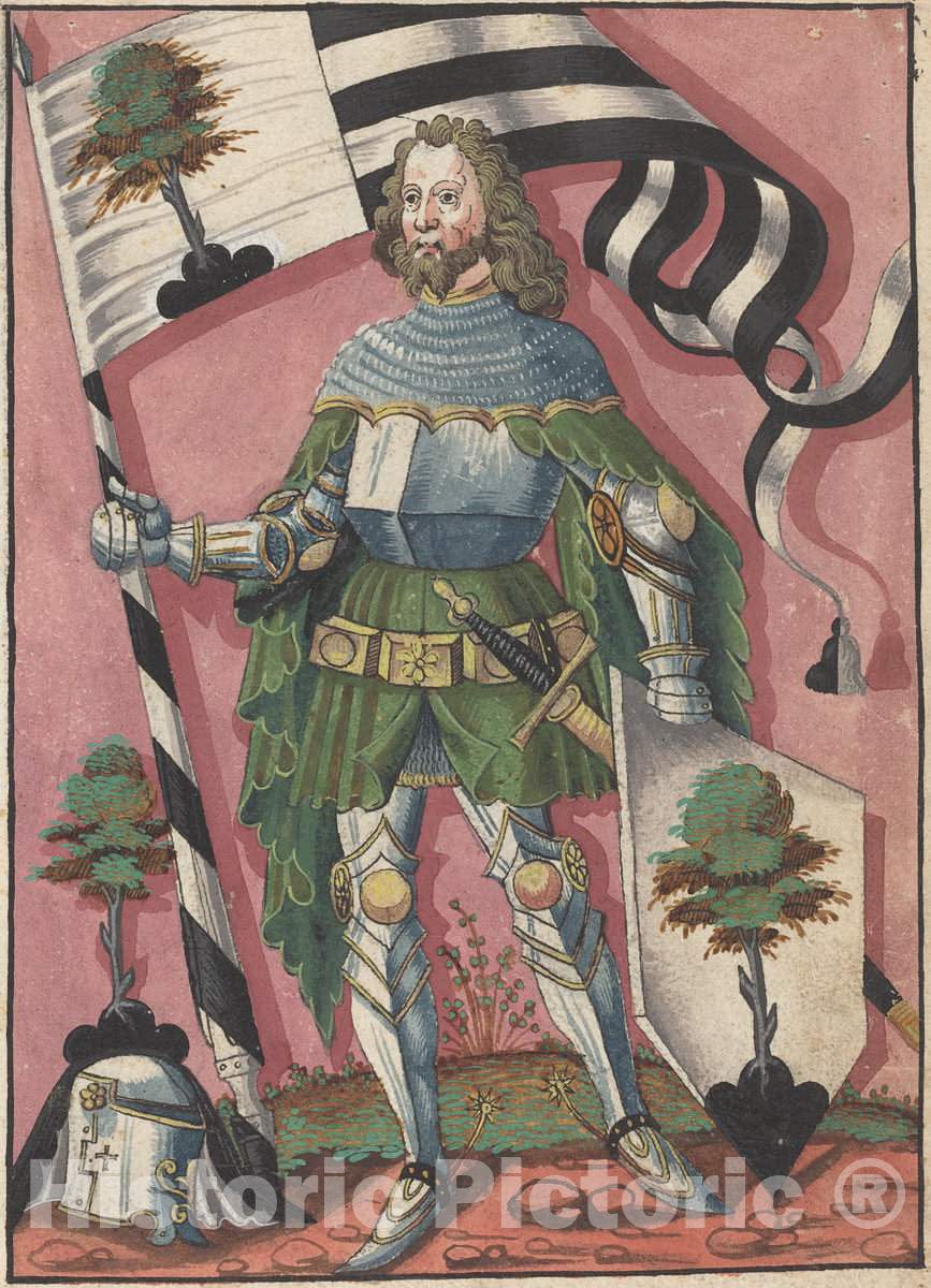 Art Print : Standard Bearer, 16th Century - Vintage Wall Art