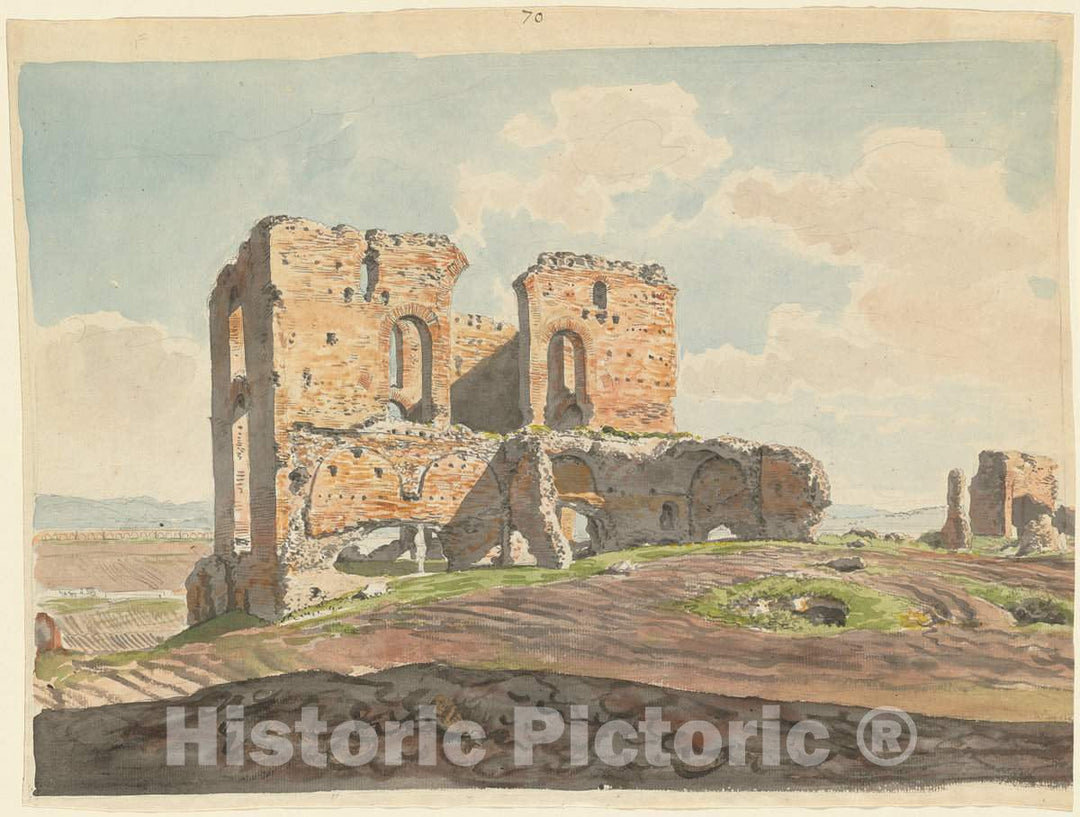 Art Print : Carlo Labruzzi, The Great Villa of The Quintilii on The Appian Way, 1789 - Vintage Wall Art