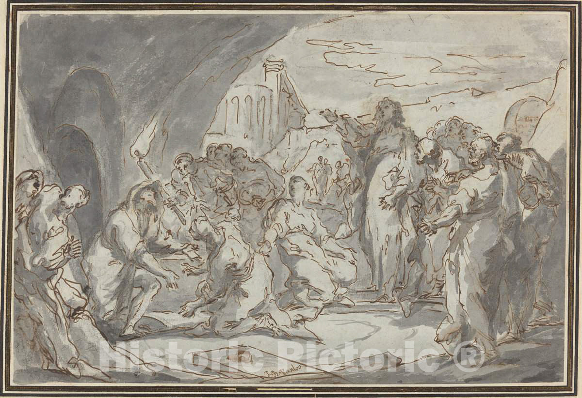 Art Print : Baptiste Van Loo, The Raising of Lazarus - Vintage Wall Art