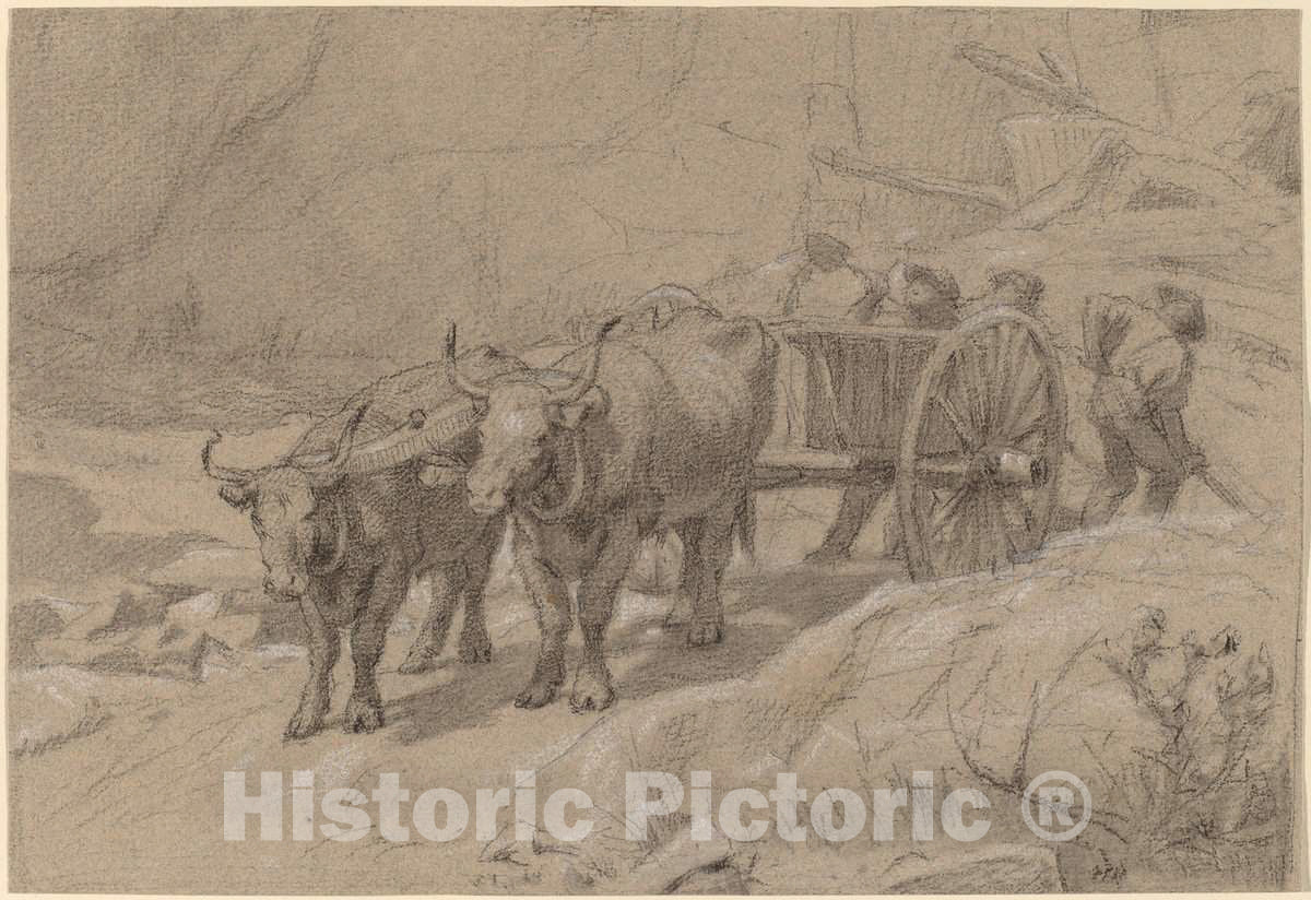 Art Print : Edwin Forbes, Oxen and Dump Cart, 1860s or 1870s - Vintage Wall Art