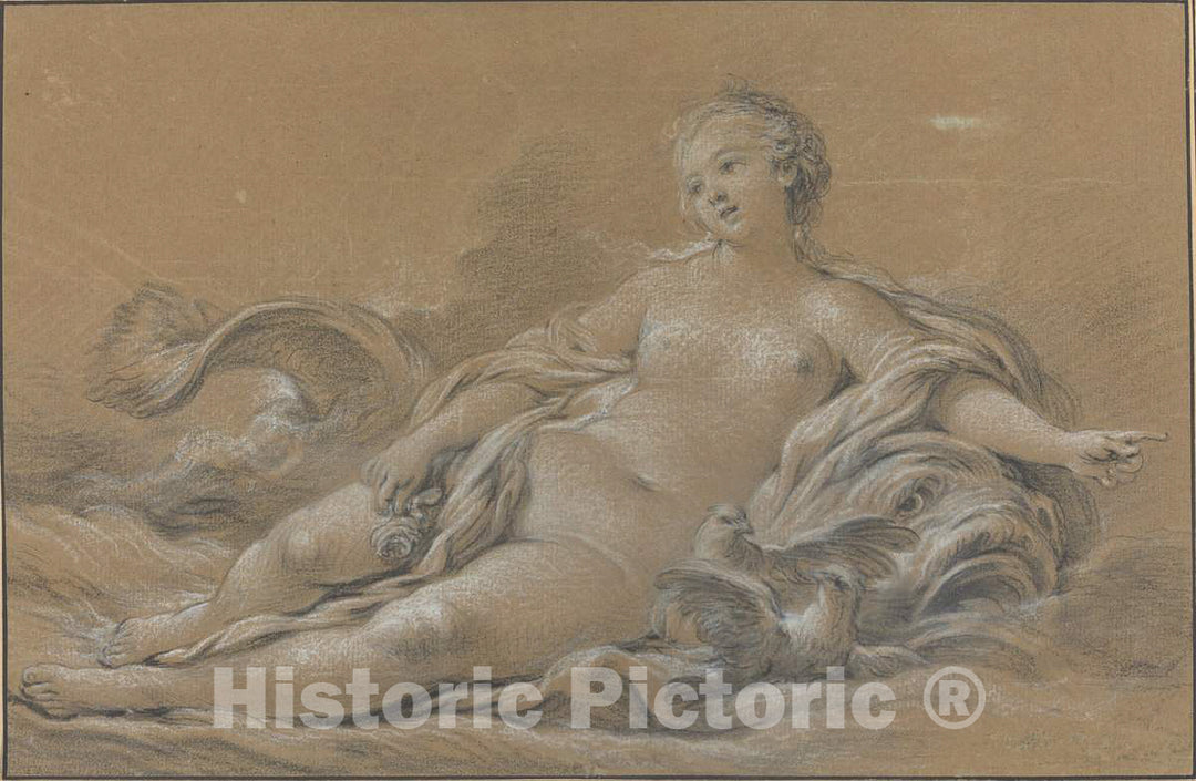 Art Print : FranÃ§ois Boucher, Venus Reclining on a Dolphin, c. 1745 - Vintage Wall Art