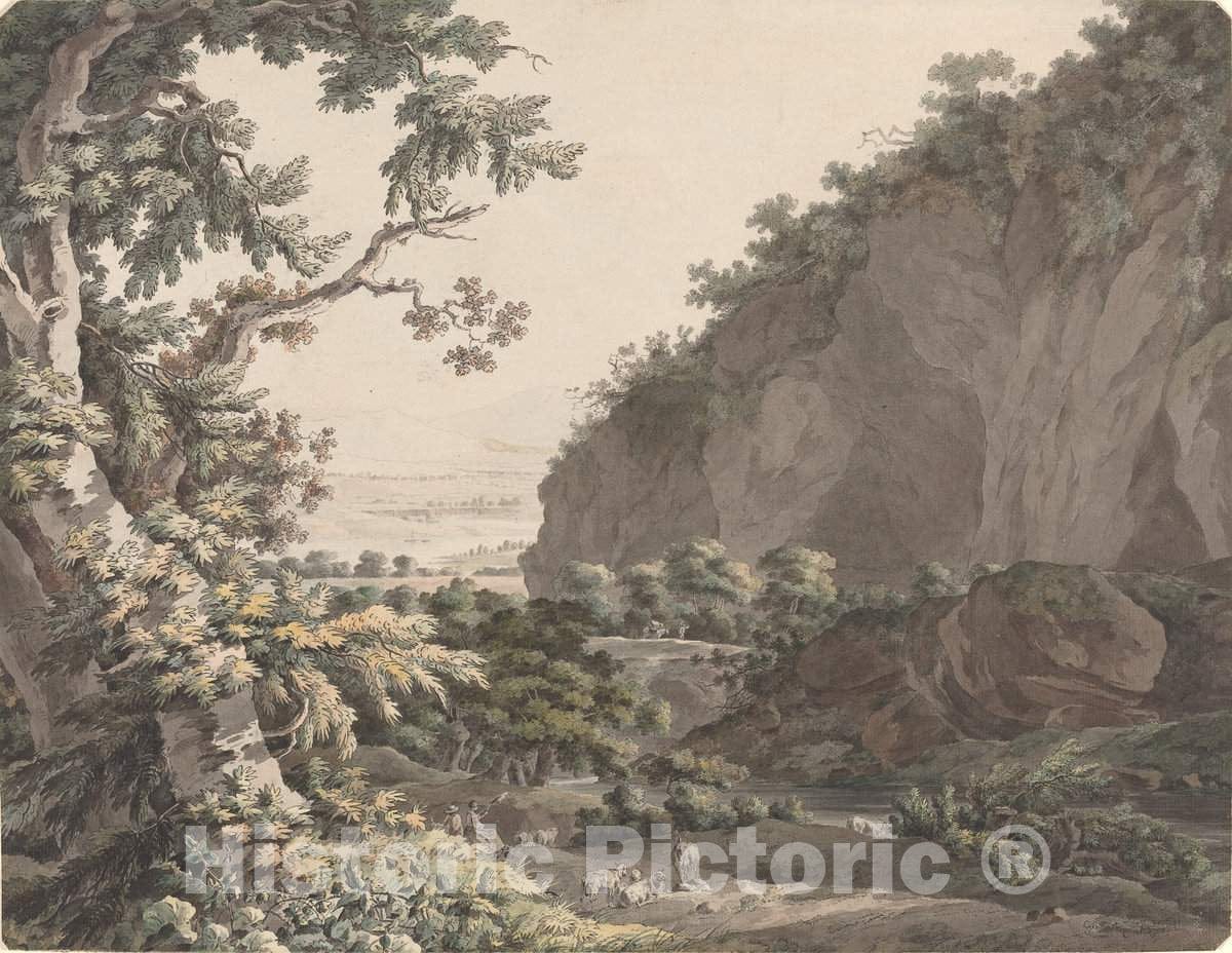 Art Print : Johann Conrad Steiner, A Wooded Valley with Rocky Cliffs, 1785 - Vintage Wall Art