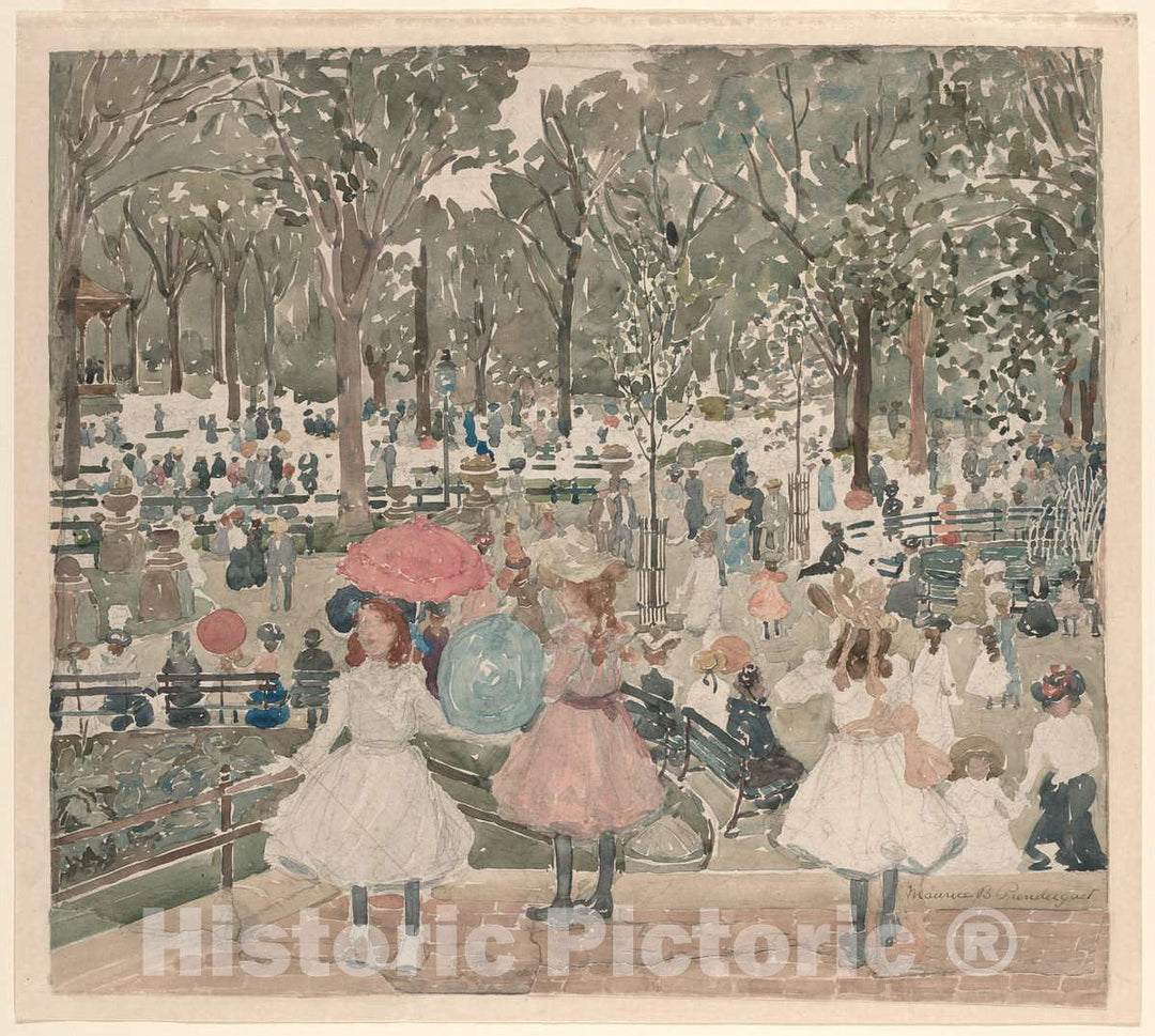 Art Print : Maurice Brazil Prendergast, The Mall, Central Park, c.1902 - Vintage Wall Art