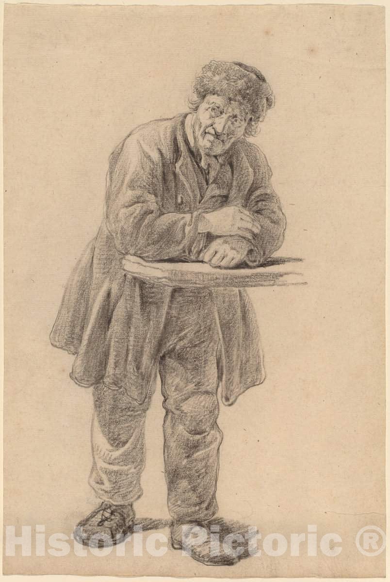 Art Print : Charles Wesley Jarvis, Man Leaning on a Counter, 1820s - Vintage Wall Art