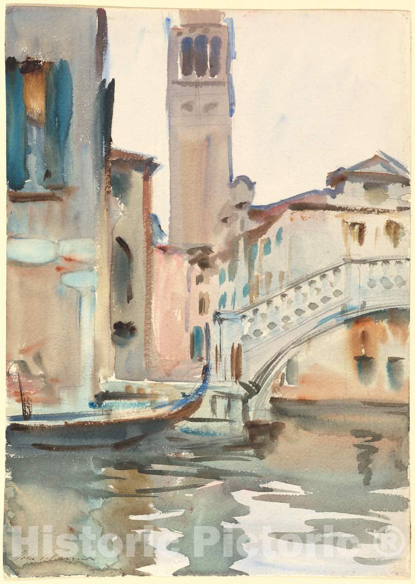 Art Print : John Singer Sargent, A Bridge and Campanile, Venice, c.1903 - Vintage Wall Art