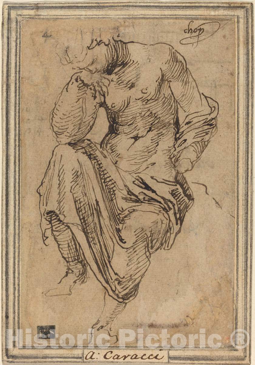 Art Print : Baldassare Peruzzi, Seated Female Figure After The Antique, c. 1533 - Vintage Wall Art