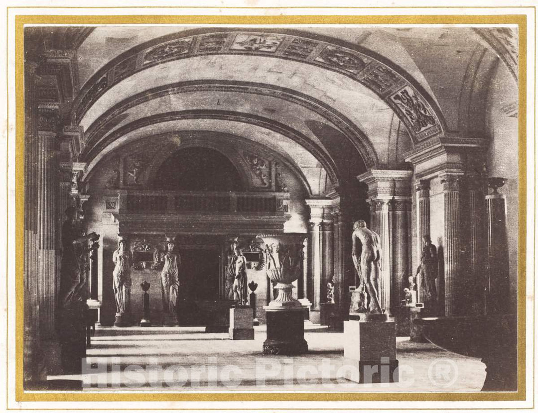 Art Print : Charles Marville, Salle des Cariatides, au MusÃ©e du Louvre, c. 1851 - Vintage Wall Art