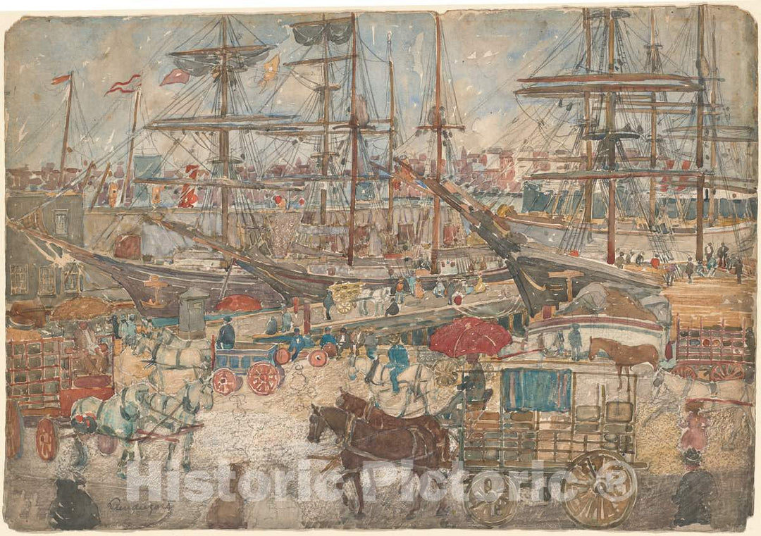 Art Print : Maurice Brazil Prendergast, Docks, East Boston, c.1902 - Vintage Wall Art