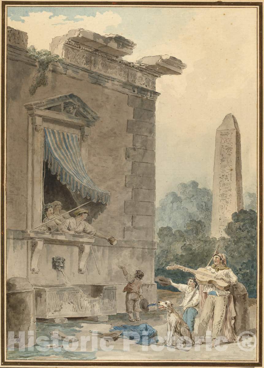 Art Print : Hubert Robert, Charitable Ladies, c.1783 - Vintage Wall Art