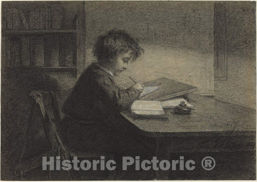 Art Print : Edmond EugÃ¨ne Valton, The Scholar, 1869 - Vintage Wall Art