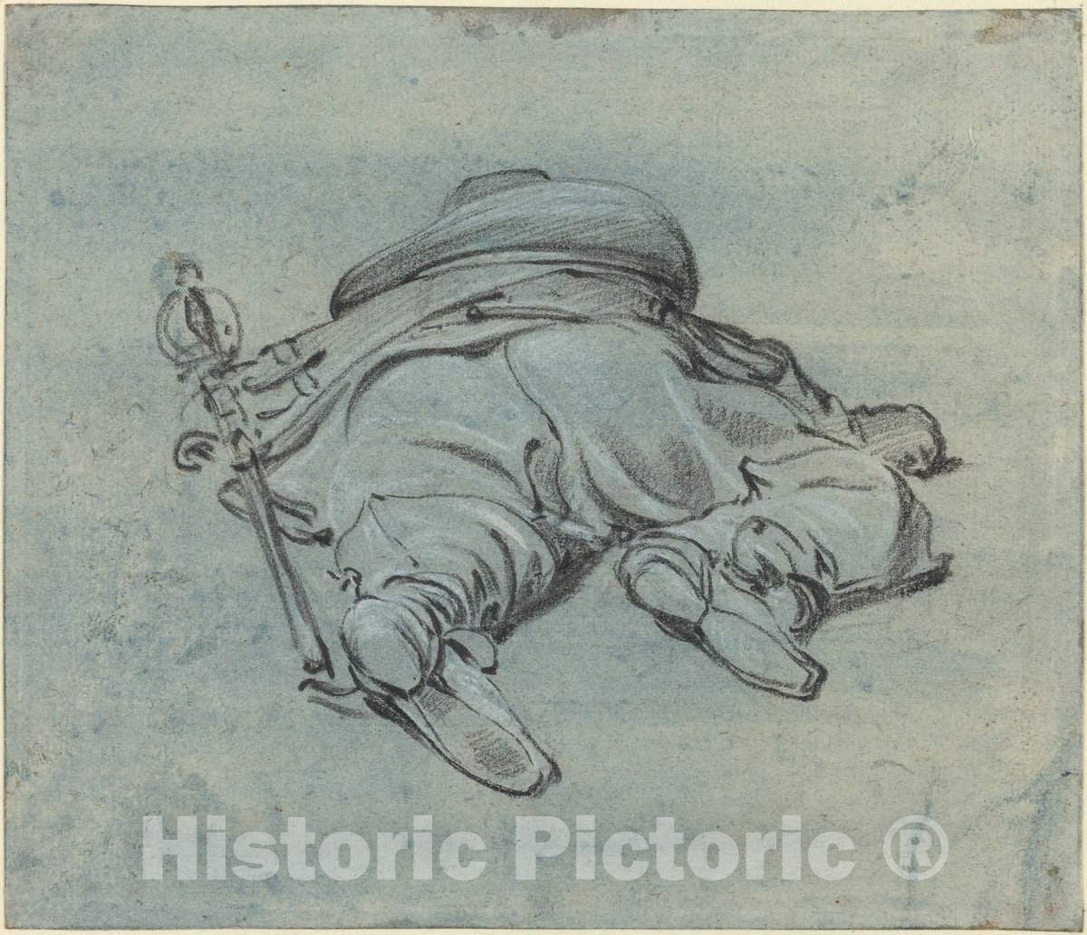 Art Print : Jan Both, A Cavalier Lying on The Ground, c. 1640 - Vintage Wall Art