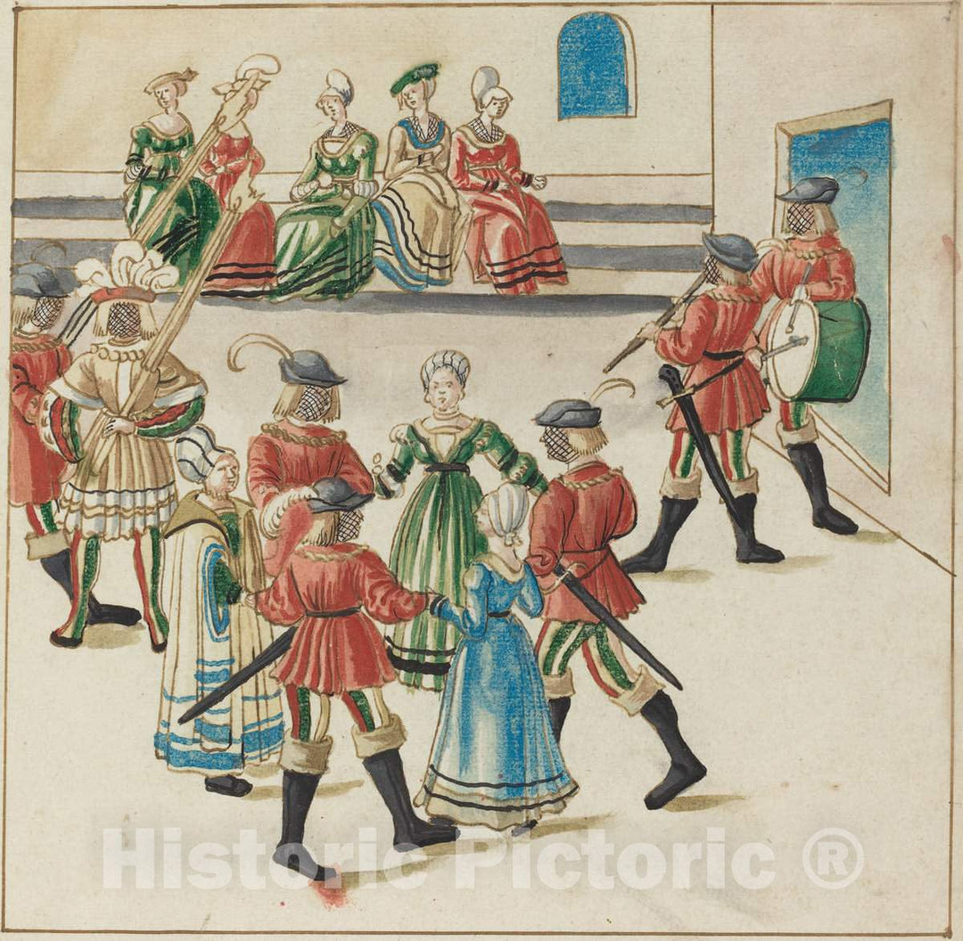 Art Print : Three Couples in a Circle Dance, c. 1515 - Vintage Wall Art