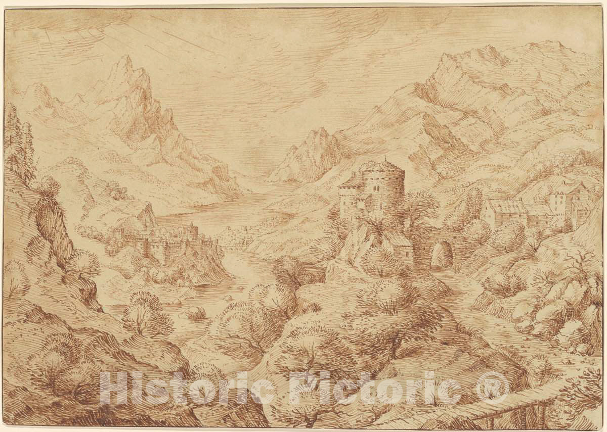 Art Print : Jacob Savery I, Panoramic River Landscape, c. 1590 - Vintage Wall Art