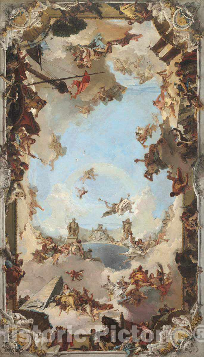 Art Print : Giovanni Battista Tiepolo, Wealth and Benefits of The Spanish Monarchy Under Charles III, 1762 - Vintage Wall Art