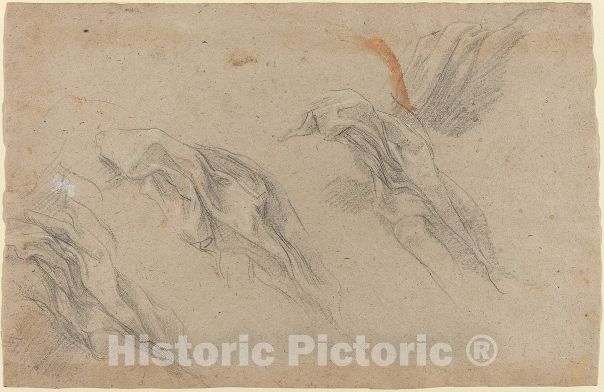 Art Print : Baldassare Franceschini, Drapery Studies [Recto], Late 1650s - Vintage Wall Art