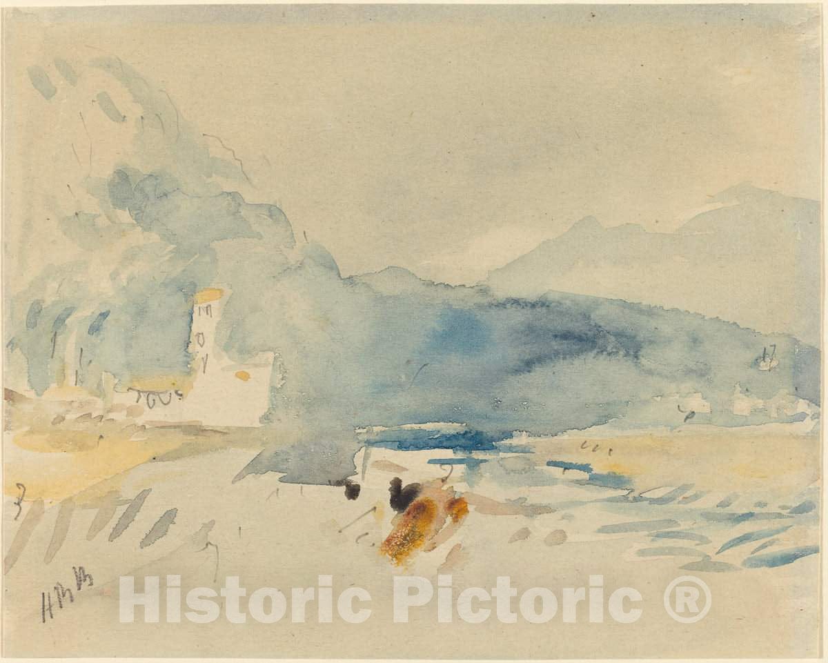 Art Print : Hercules Brabazon Brabazon, A Landscape with Mountains and a Stream - Vintage Wall Art