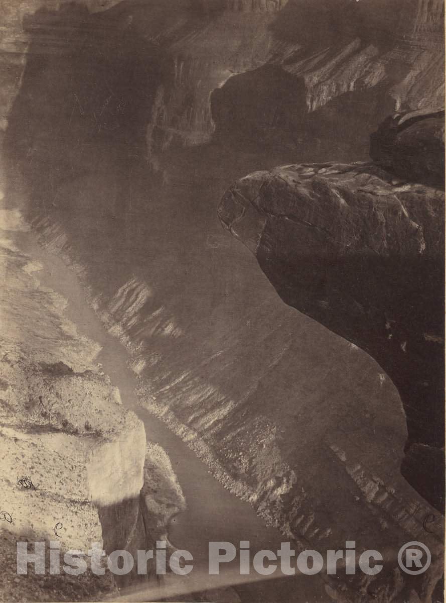 Art Print : William Bell, Looking South into The Grand CaÃ±on, Colorado River, Sheavwitz Crossing, 1872 - Vintage Wall Art