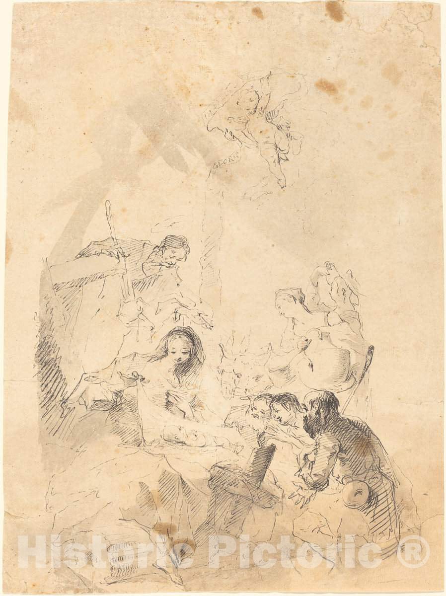 Art Print : Franz Anton Maulbertsch, The Adoration of The Shepherds, 1757 - Vintage Wall Art