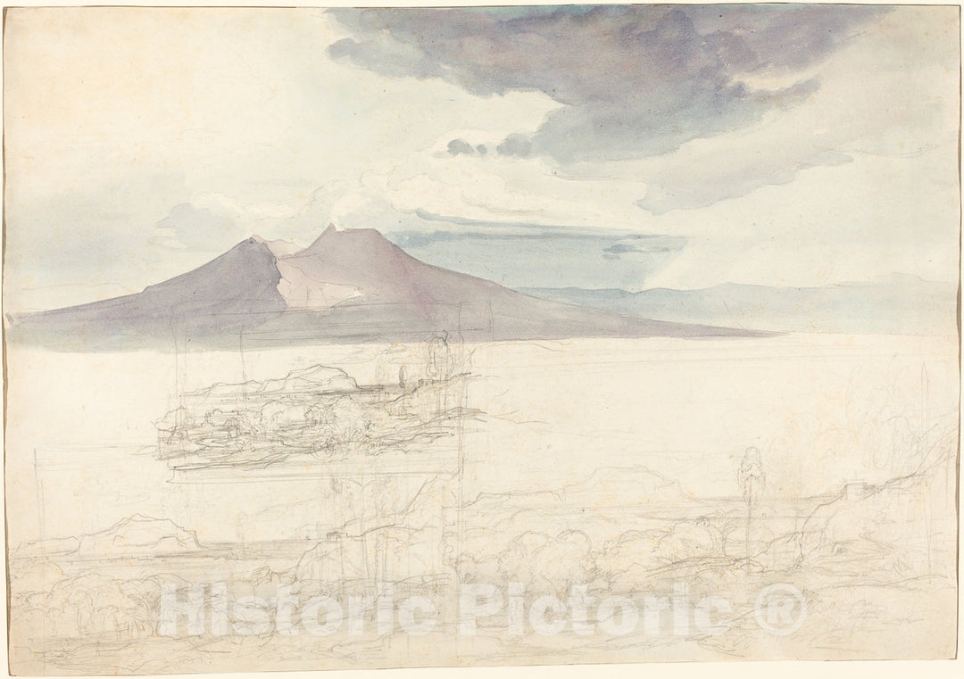 Art Print : Carl Rottmann, Panoramic Views of Vesuvius and Monte Pellegrino, 1827 - Vintage Wall Art